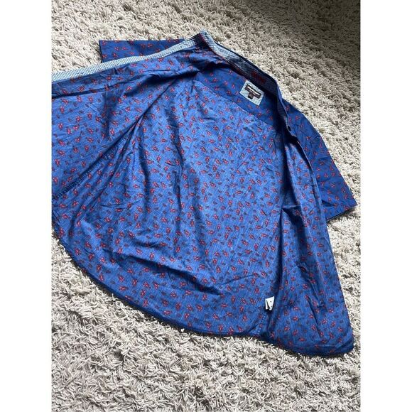 Johnston Murphy Shirt Mens Large Blue Lobster Print Short Sleeve Casual - Picture 2 of 8